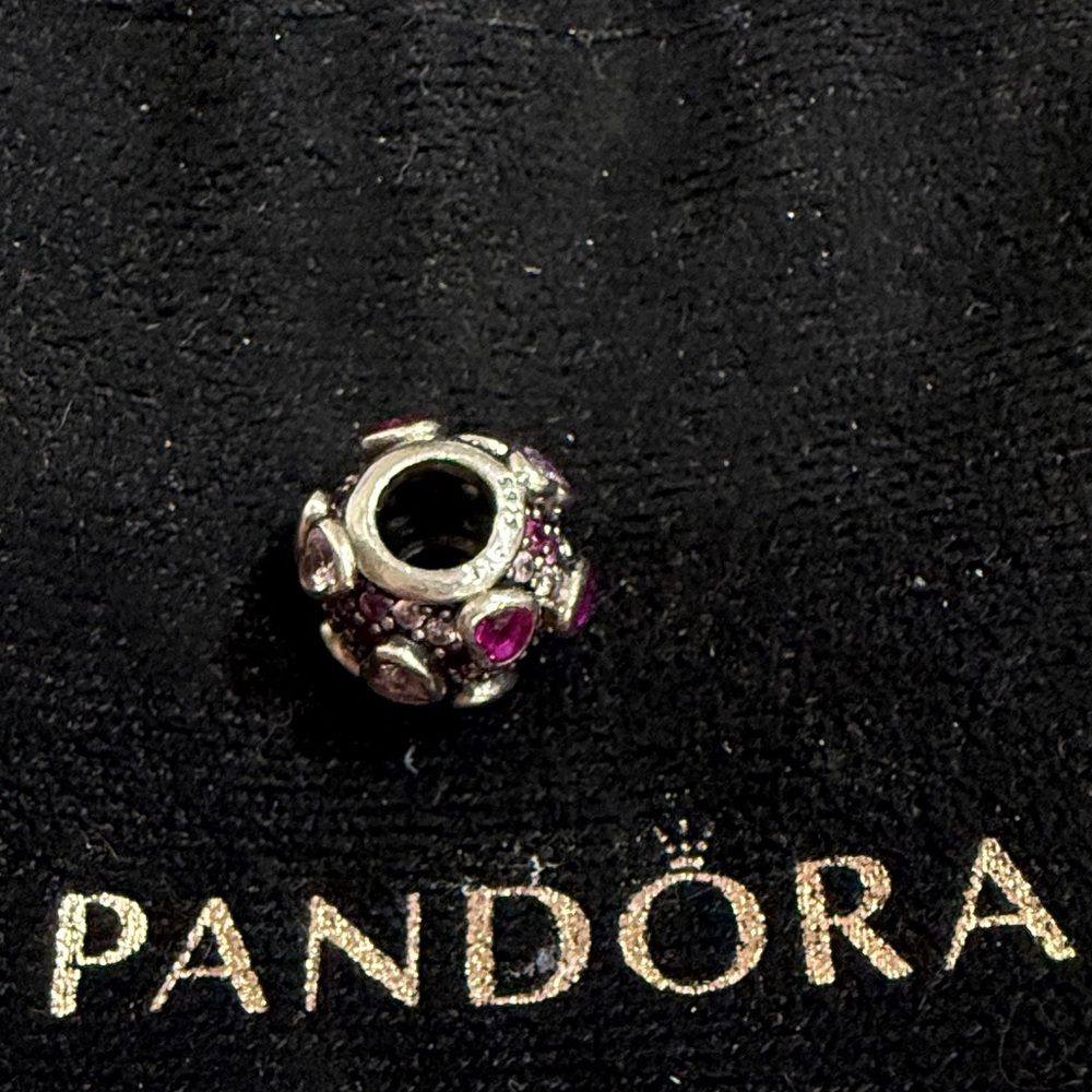 Pandora Pink and Silver Heart Charm - Picture 2 of 2
